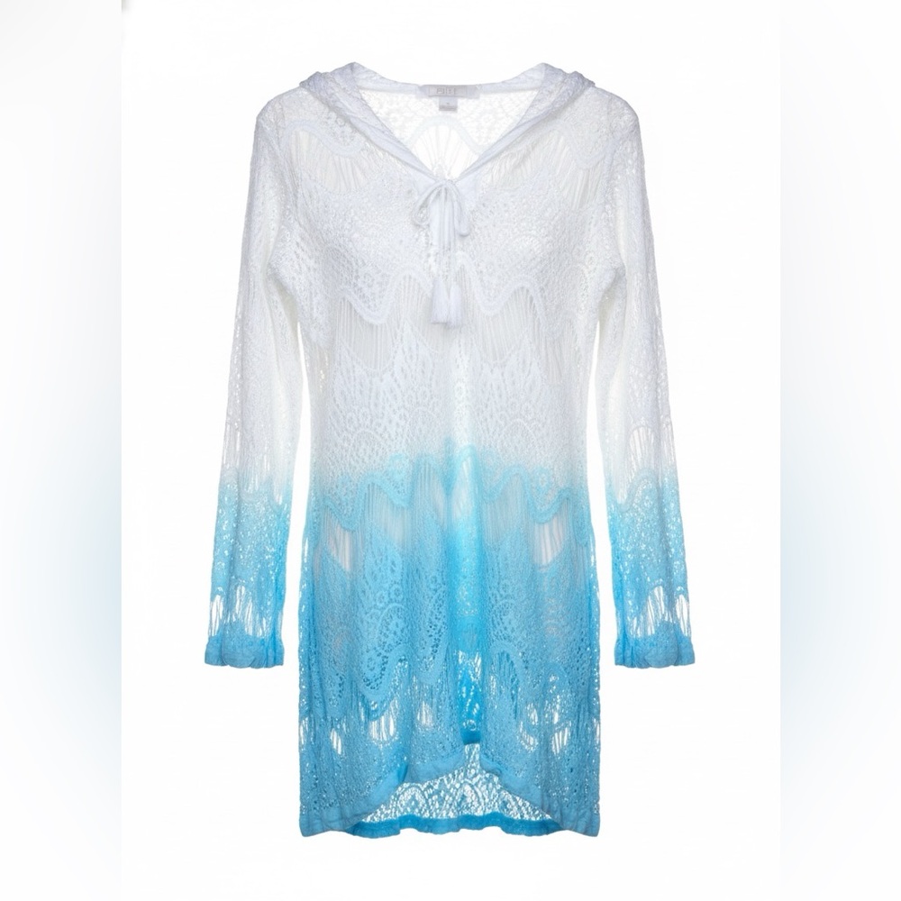 PURE Women’s Lace Ombré Macrame Long Sleeve Boho Cover Up Blouse